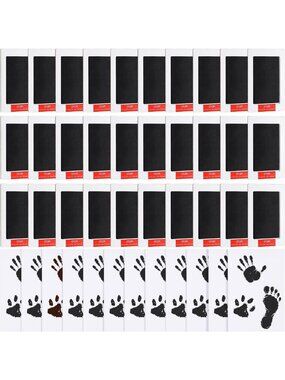 Inkless Hand Footprint Paw Print Kit - 30 Set Black Ink Pad for Memories